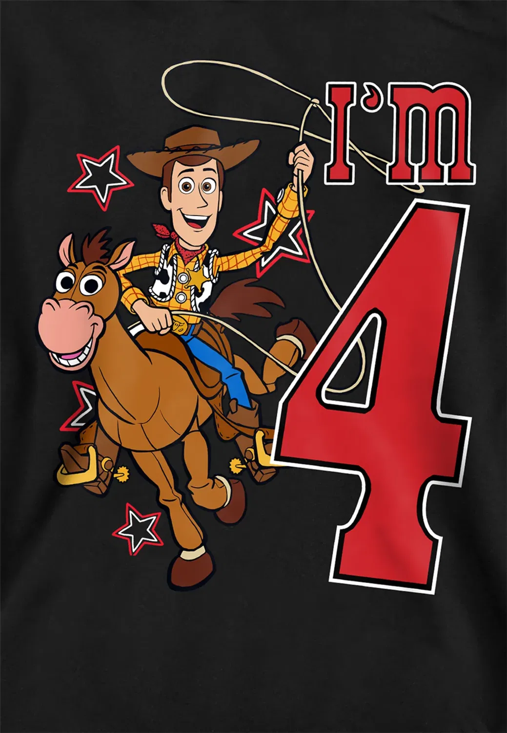 Детский худи Toy Story Birthday Woody I'm 4, Disney, Black — фото 2