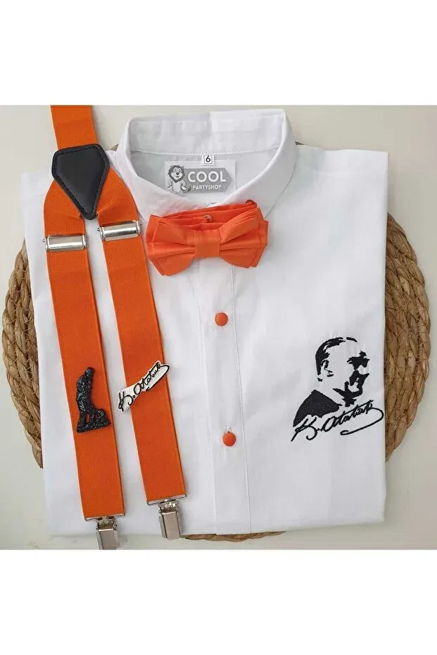 Детская рубашка для мальчиков с принтом Ataturk Figured Cool Partyshop, Orange