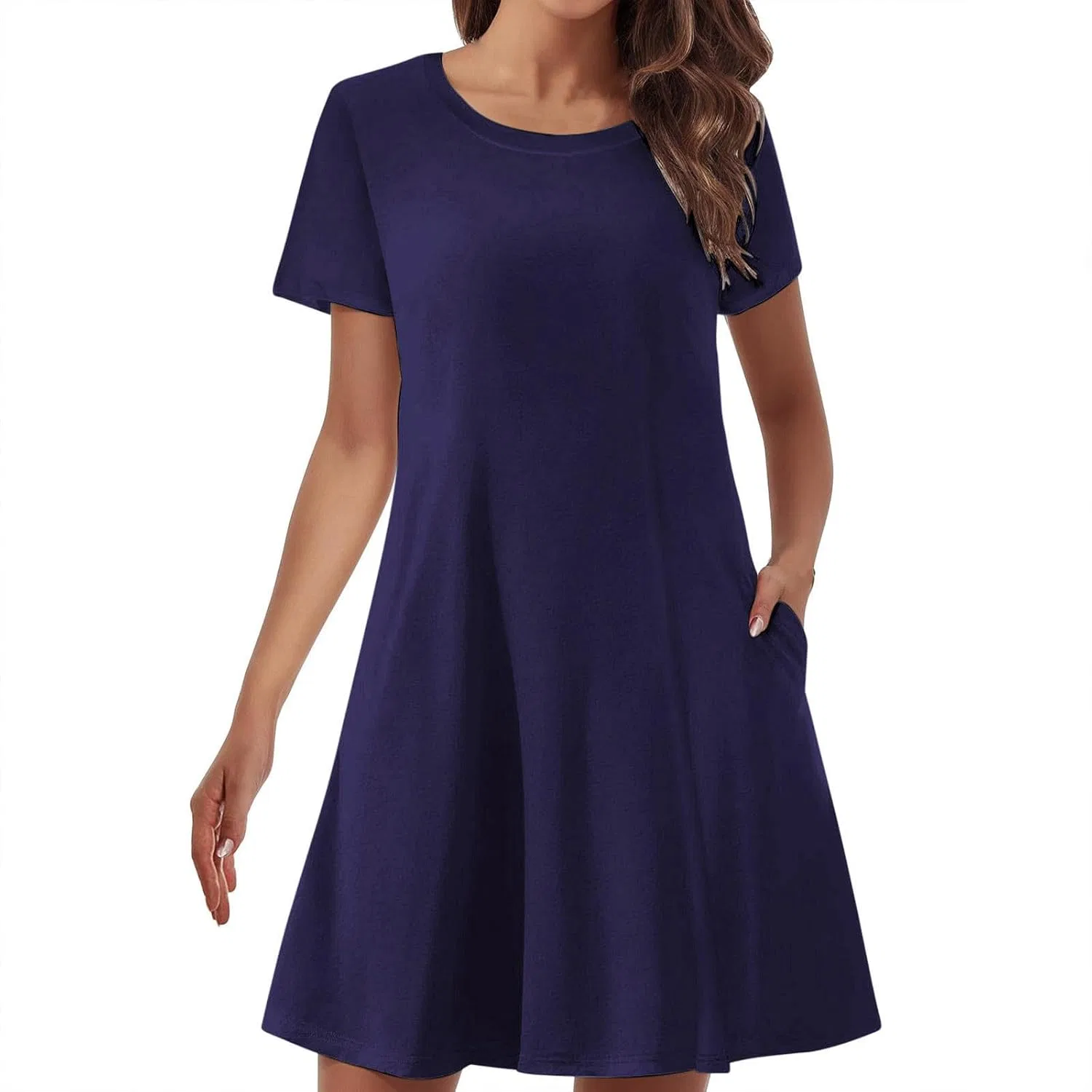 Женское пляжное платье с V-образным вырезом A-line, Dark Blue