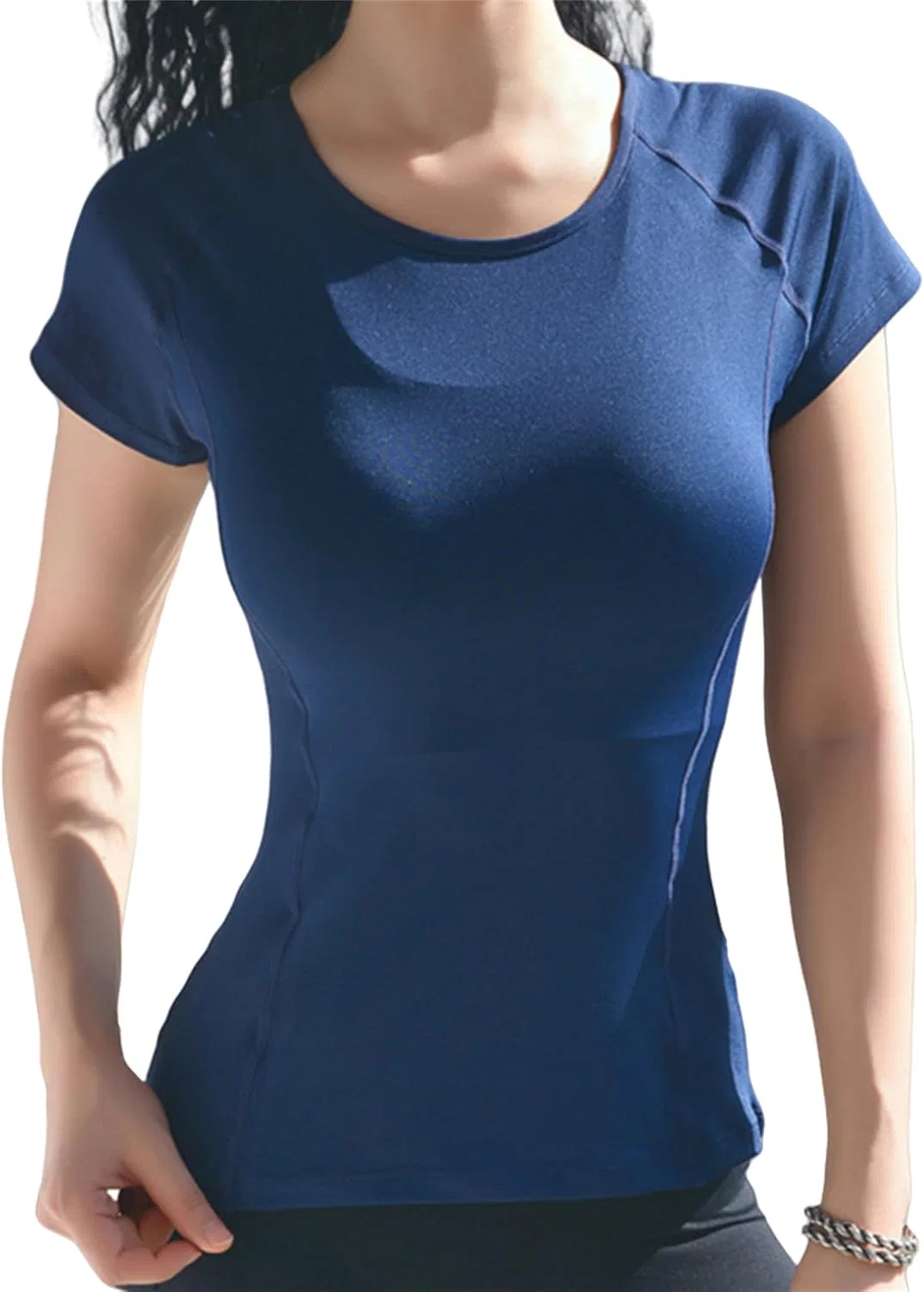 Женская компрессионная футболка с сетчатой спинкой Dry Fit, Dark Blue