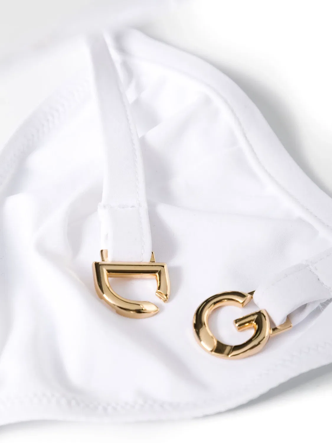 Купальник с треугольными чашками и логотипом Dolce & Gabbana, белый — фото 4