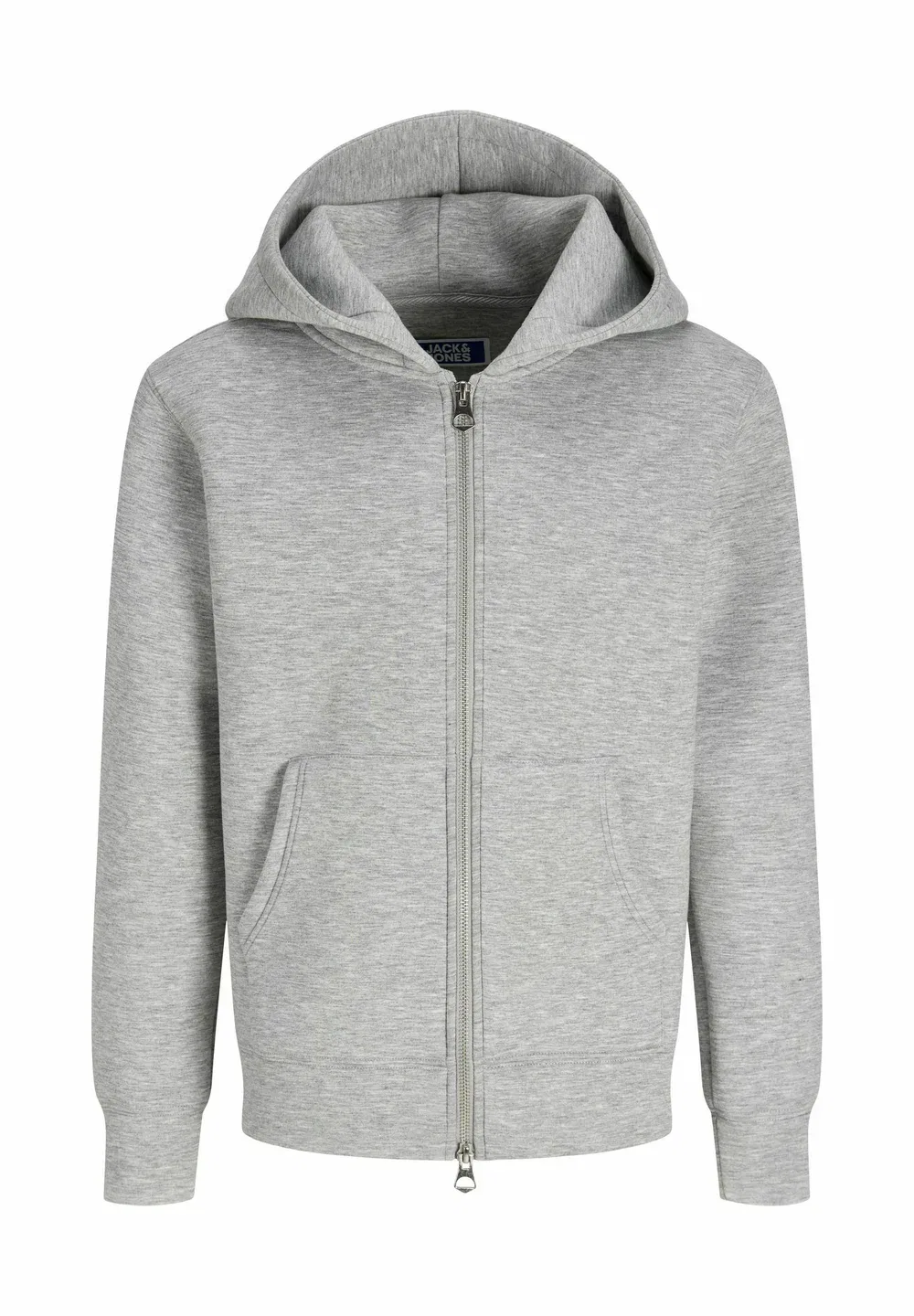 Толстовка с капюшоном, однотонная, для подростков - на молнии Jack & Jones Junior, Light Grey Melange