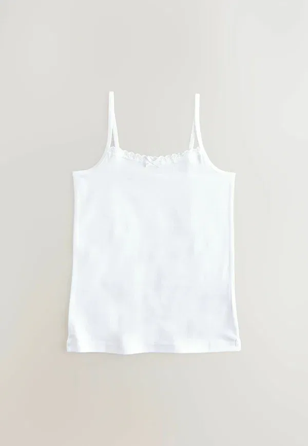Топ Regular Fit, Jersey, srappy cami 3 pack, Next, White, белый — фото 2