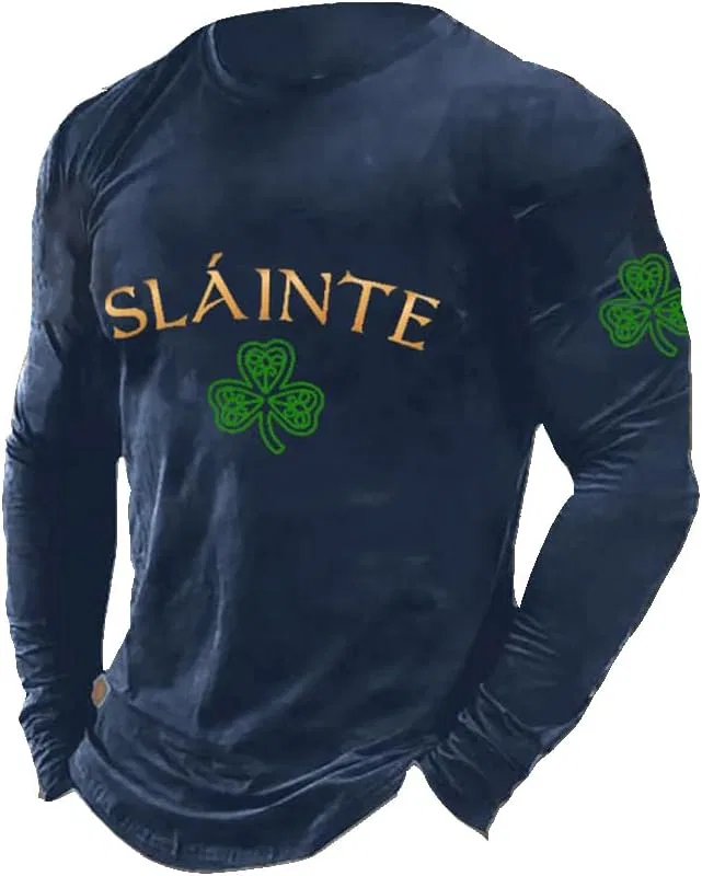 Мужская футболка с принтом Shamrock Slainte, Navy