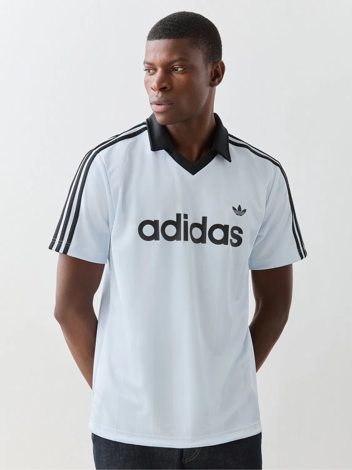Футболка с воротником-стойкой Archive Collar Engineered Jersey, adidas Originals, синий