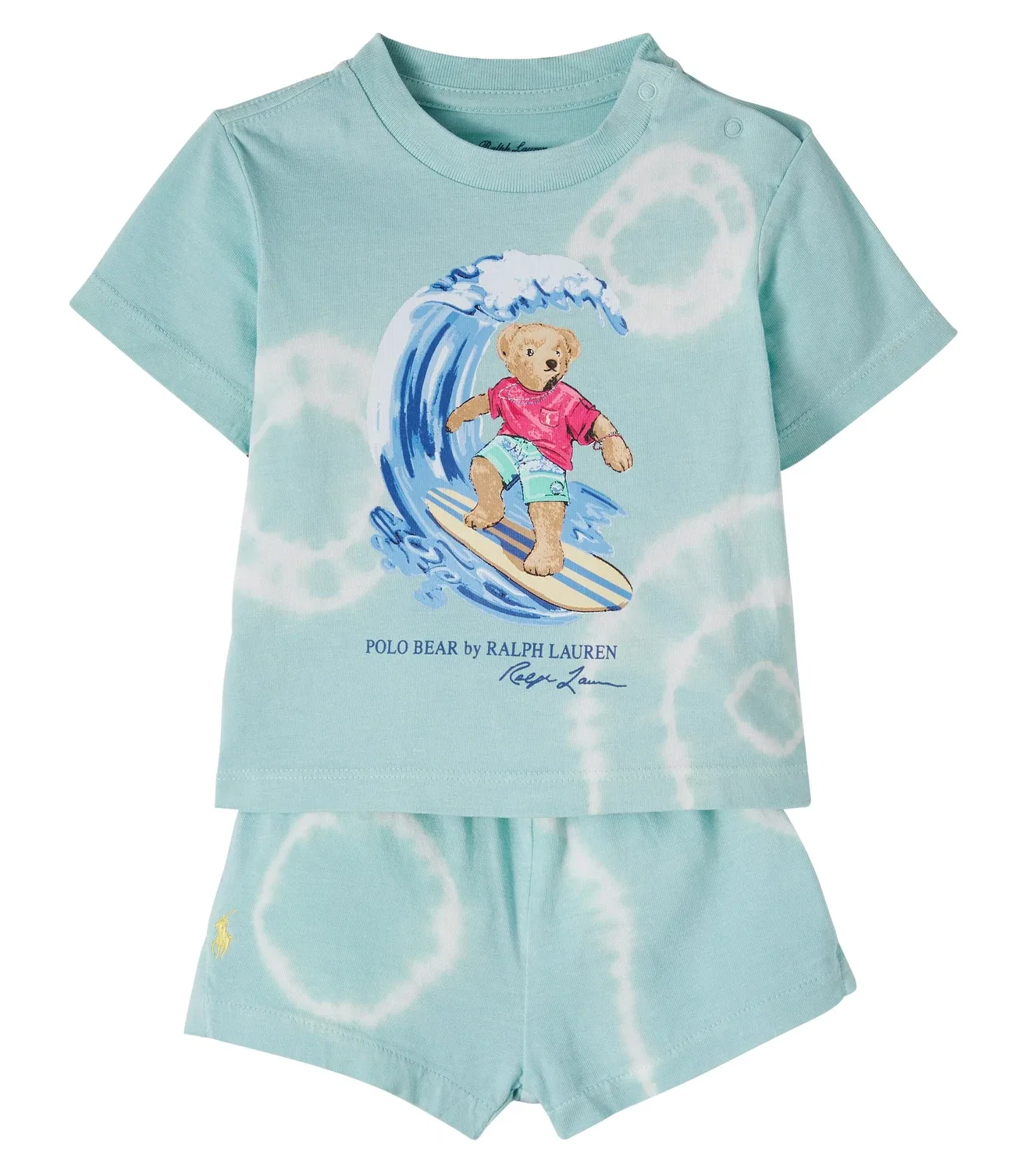Комплект из футболки и шорт с медведем Polo Ralph Lauren Kids, синий