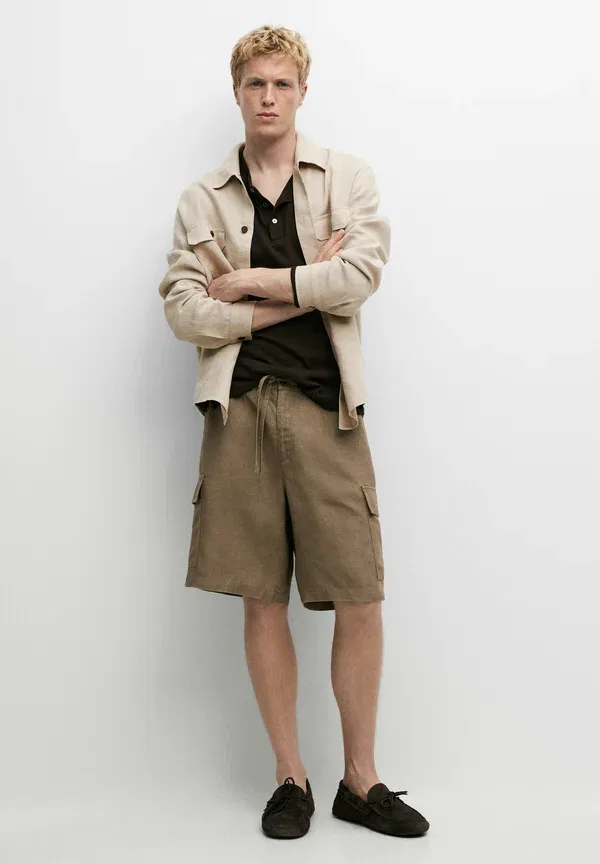Шорты из льна Shorts Massimo Dutti, Khaki, хаки — фото 2