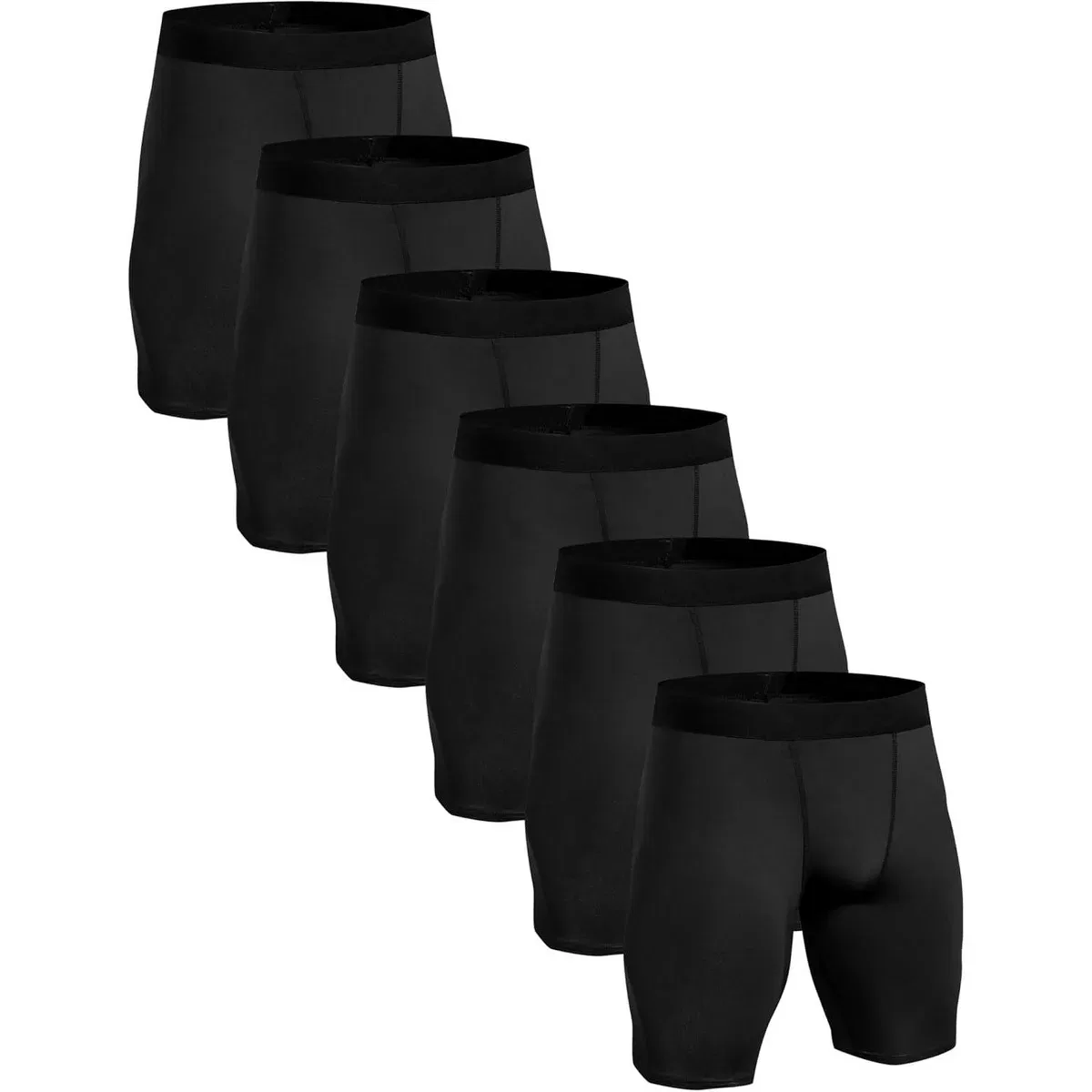 Детские компрессионные шорты с эластичной тканью LEVEN SIXTEEN, 6 Pack Black