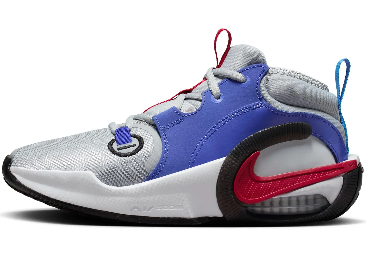Детские баскетбольные кроссовки для мальчиков с высоким берцем NIKE Air Zoom Crossover 2 NIKE, Wolf Grey Gym Red Black University Blue