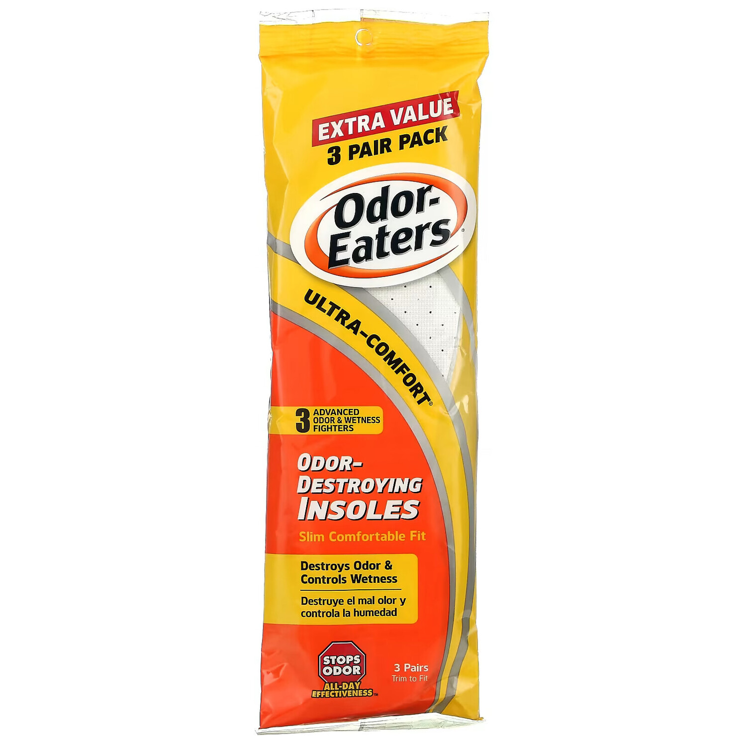 

Odor Eaters, Стельки для удаления запаха, тонкая, удобная посадка, 3 пары
