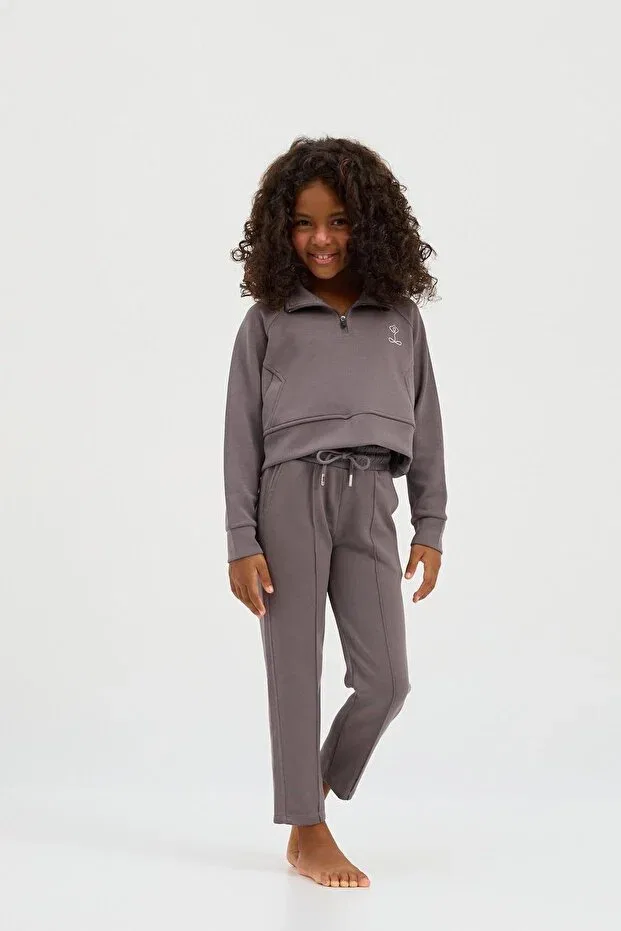Детские спортивные штаны для девочек прямого кроя Basic Katia&Bony, Dark Gray — фото 3