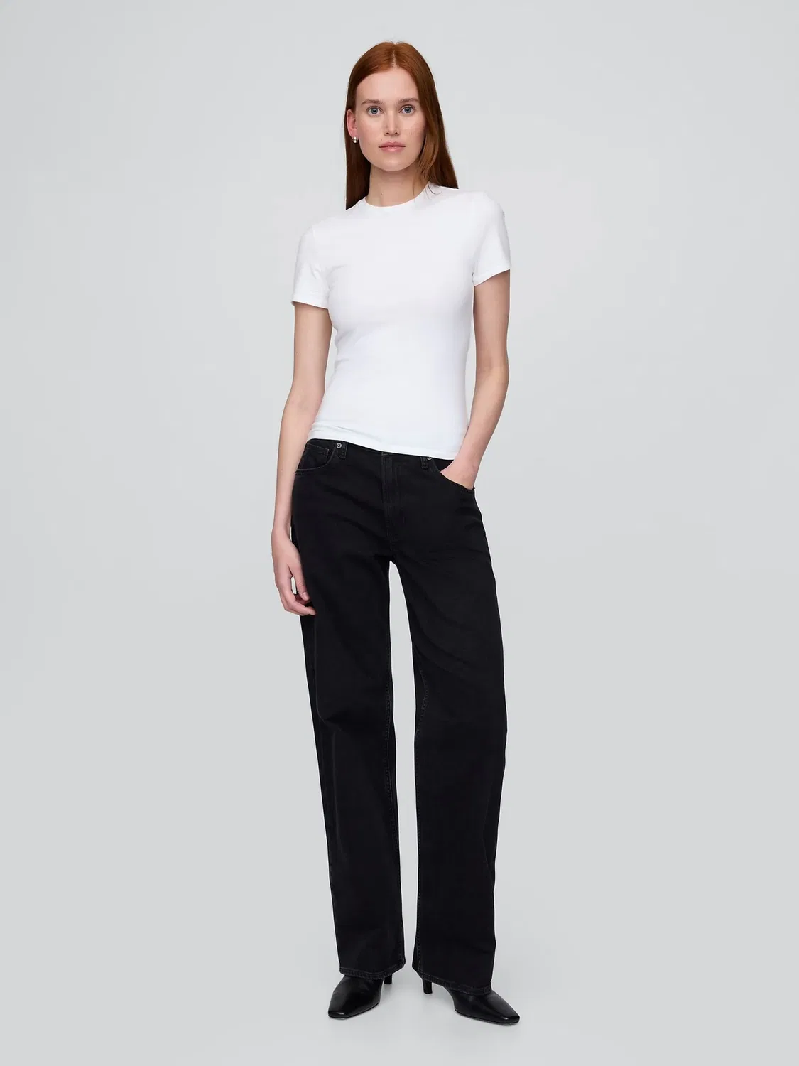 Футболка облегающая Gap CloseKnit, белый — фото 3