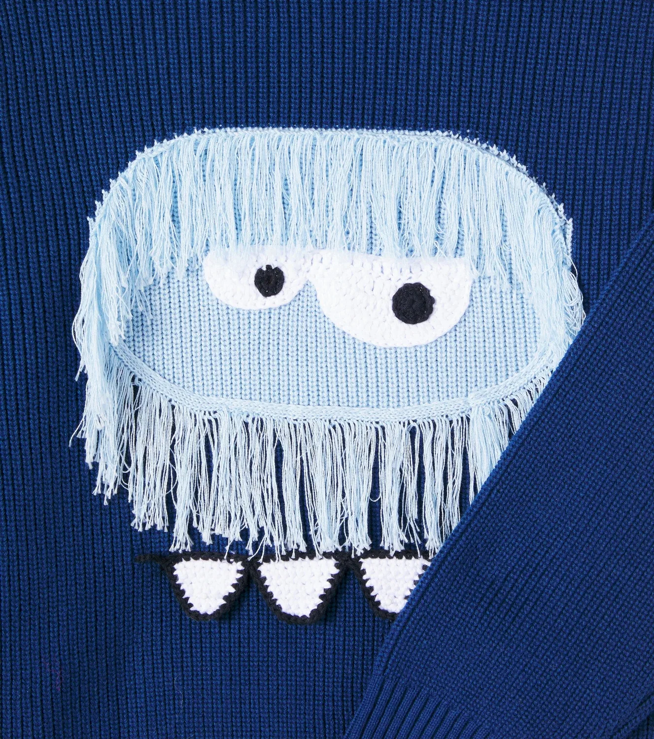 Свитер хлопковый с бахромой Stella Mccartney Kids, синий — фото 2