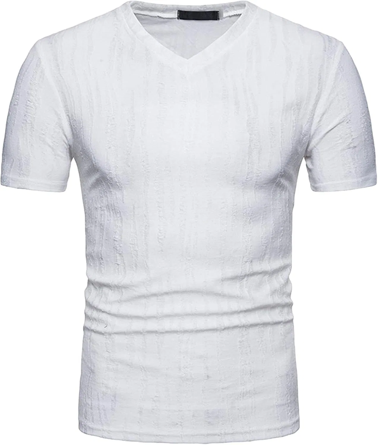 Мужская футболка с рваными дырками Henley, White