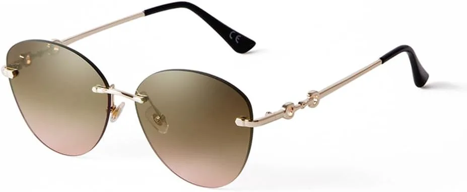 

Винтажные солнцезащитные очки без оправы «кошачий глаз» с алмазной огранкой, для женщин и мужчин, в стиле ретро, ​​с линзами цвета океана HVTVTLA, C2 Brown and Pink