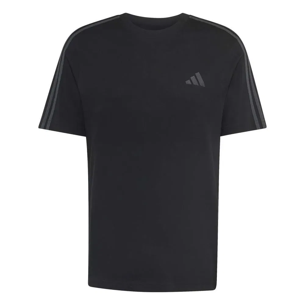 Мужская футболка с коротким рукавом Essentials 3-Stripes Single Jersey Left Chest Branded Adidas, Black — фото 3