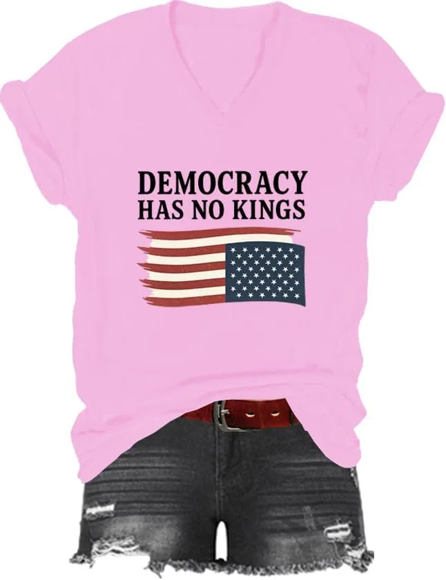 Мужская футболка с принтом Democracy Has No Kings, Pink