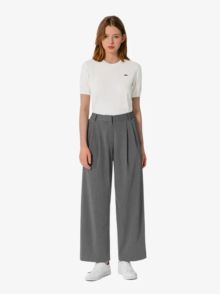 Брюки LACOSTE прямые с защипами, серые