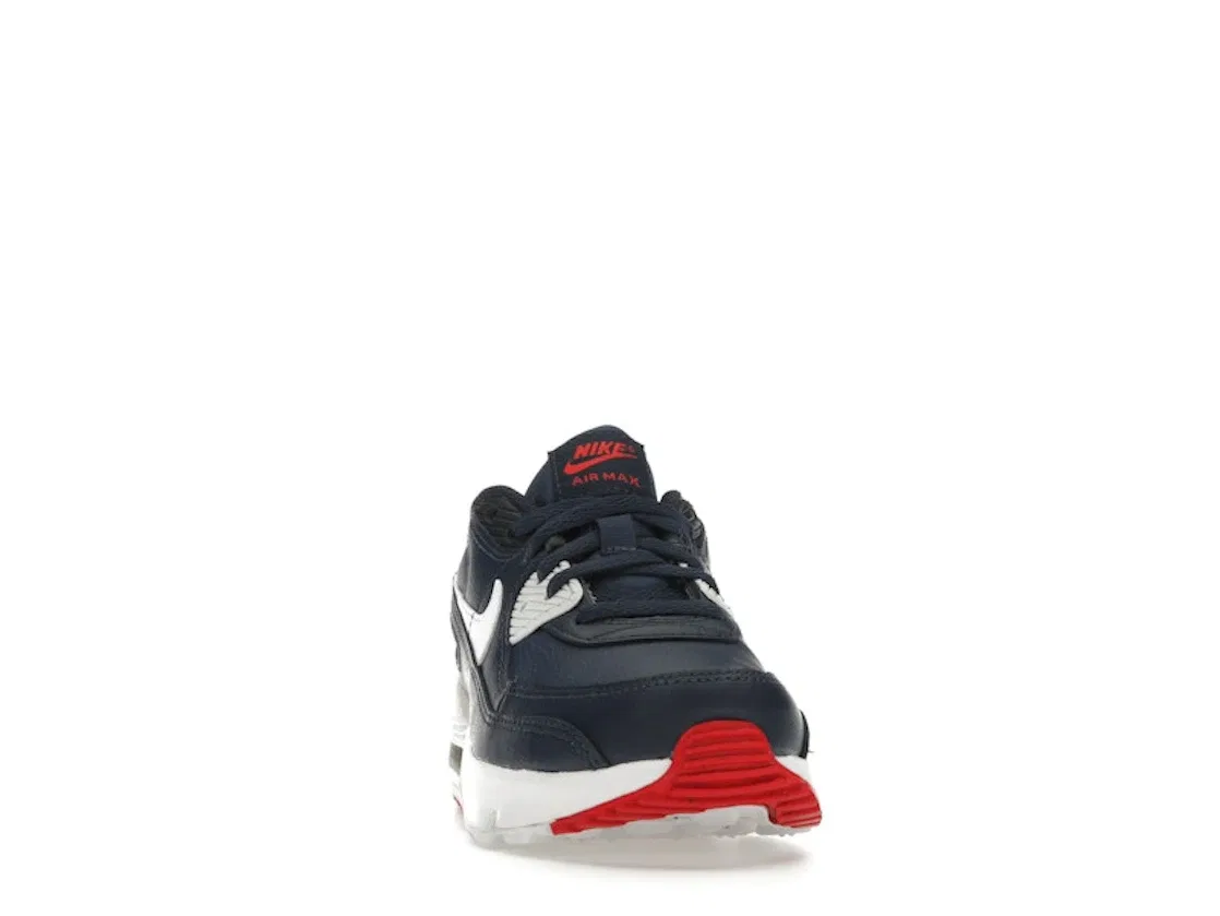 Детские кроссовки Lifestyle Nike Air Max 90 Leather, Obsidian/Midnight Navy/Track Red/White — фото 2