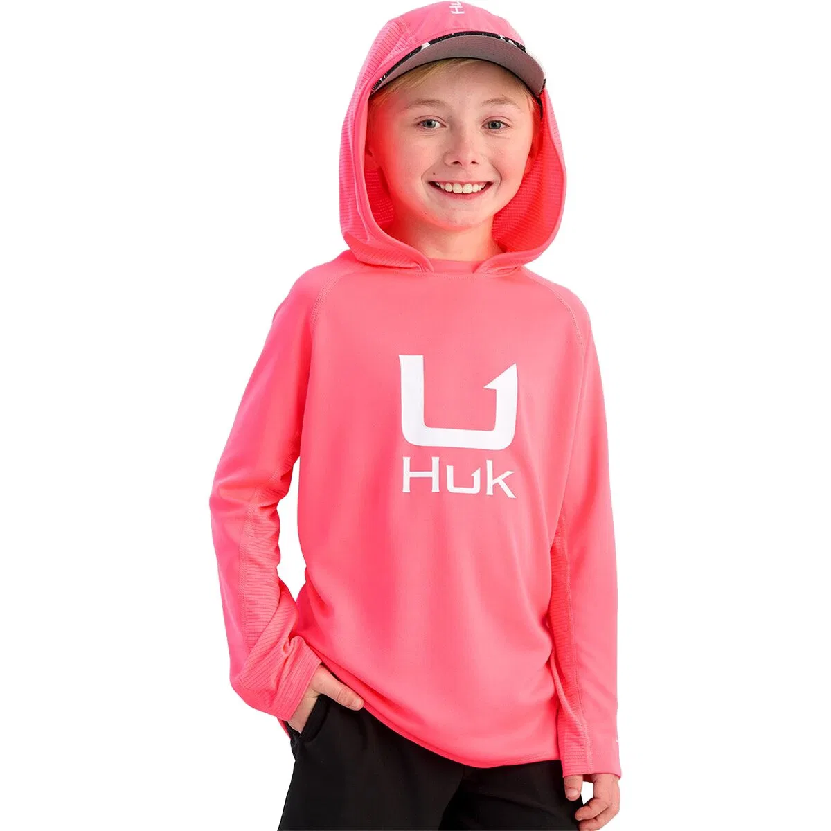 Детский худи с длинным рукавом Icon Huk, Neon Coral