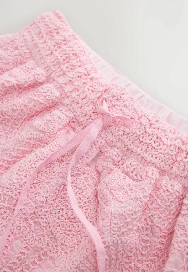 Шорты хлопковые Regular fit - crochet tie waist shorts Next, розовый — фото 4