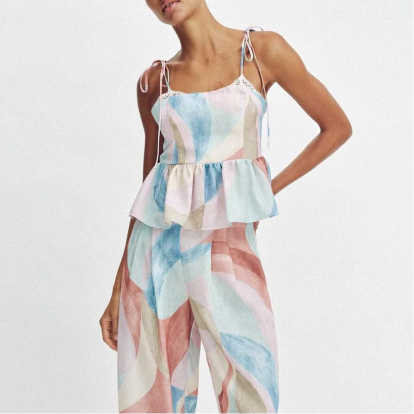 Женская майка на бретелях с утяжкой на талии Multicolor ZARA, Multicolor — фото 4