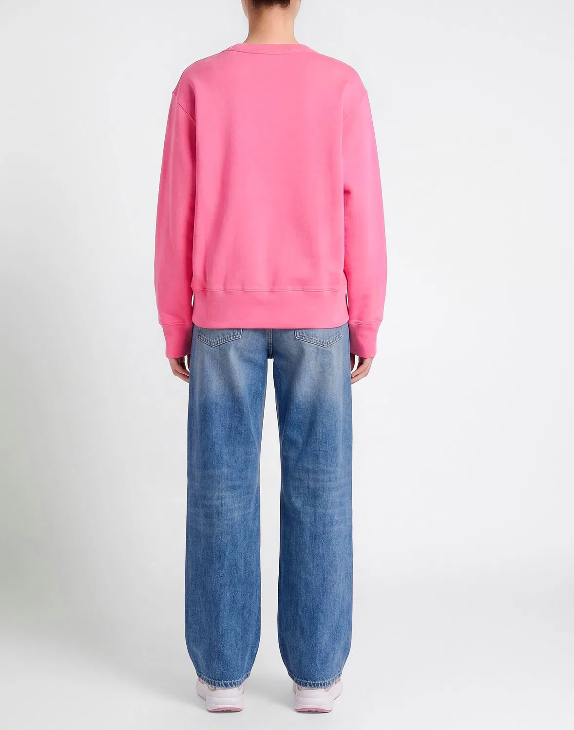Женский свитшот из футера с вышивкой Acne Studios, розовый — фото 3