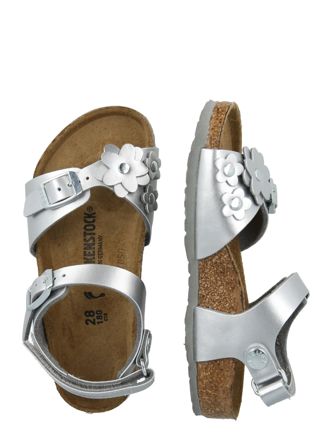 Сандалии Birkenstock Rio серебристого цвета — фото 2