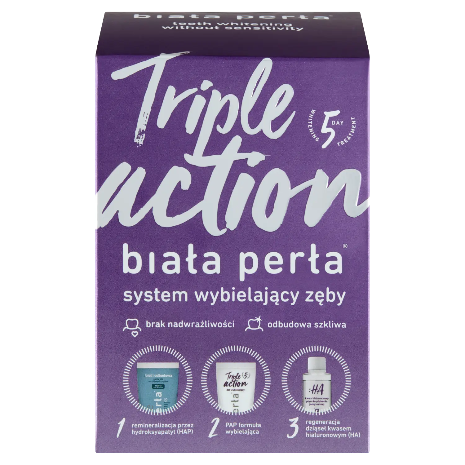 

Biała Perła Triple Action набор для отбеливания зубов: гель, 50 мл + жидкость, 100 мл + паста, 30 мл