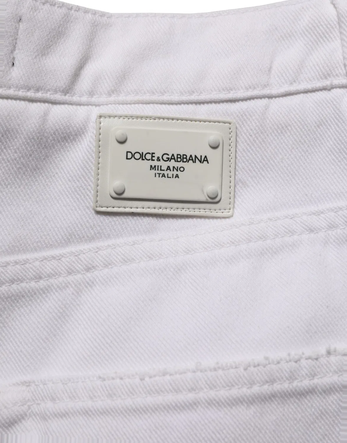 Женские джинсы с широкими штанинами и скрученным швом White Cotton Stretch Wide Leg Denim Dolce & Gabbana, White