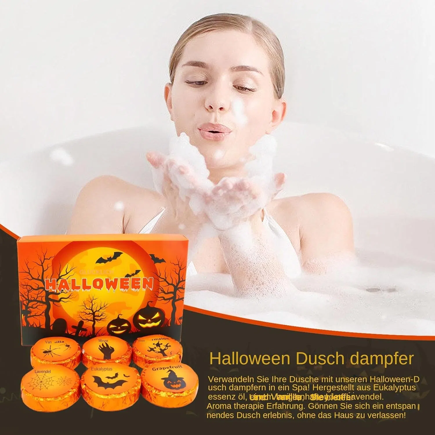 Набор для душа с ароматерапией, Halloween Shower Steamer, 6 шт, ассорти Generic — фото 3
