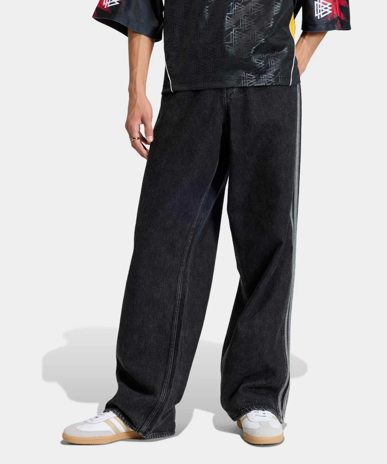 Мужские джинсовые брюки свободного кроя с принтом FIREBIRD ADICOLOR Adidas, Black — фото 2