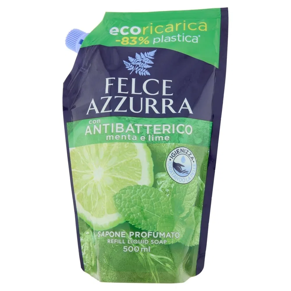Жидкое мыло Felce Azzurra Mint and Lime, 12 x 500 мл, Beni Culinari — фото 2