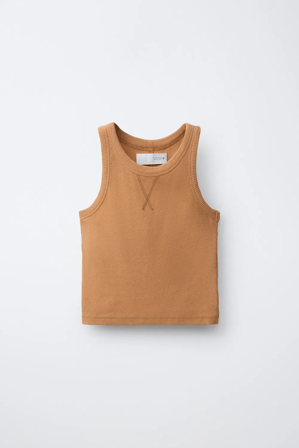 Комплект из майки-борцовки из рваной ткани и шорт-бермуды ZARA, Beige — фото 2