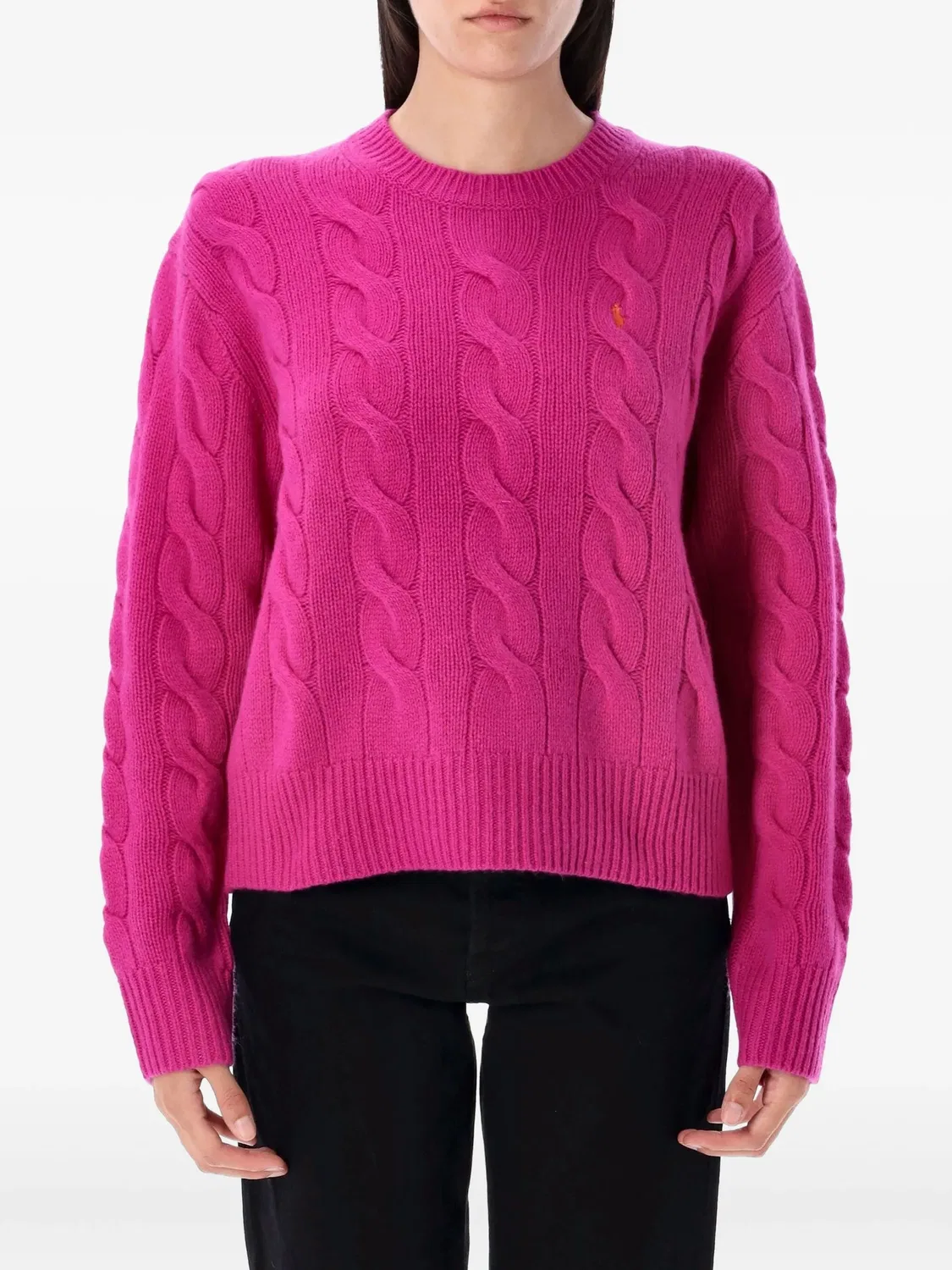 Свитер с косичками Polo Ralph Lauren, фуксия