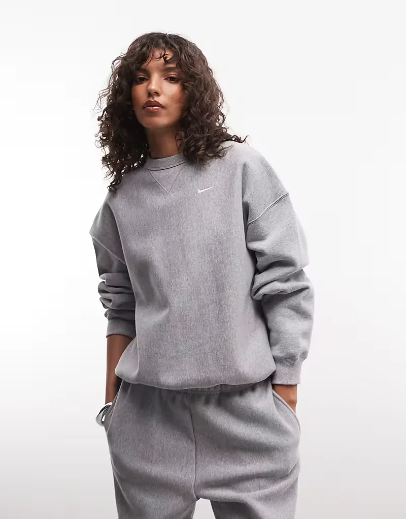 Толстовка Nike Studio Fleece из плотной флиса свободного кроя темно-серый — фото 2