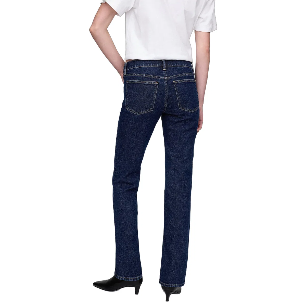 Женские джинсы с темно-синим цветом Dark Indigo Moderate, GAP — фото 3