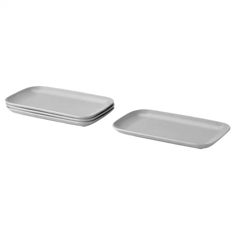 

Тарелка Ikea Färgklar, 30x18 см, 4 предмета, матовый светло-серый