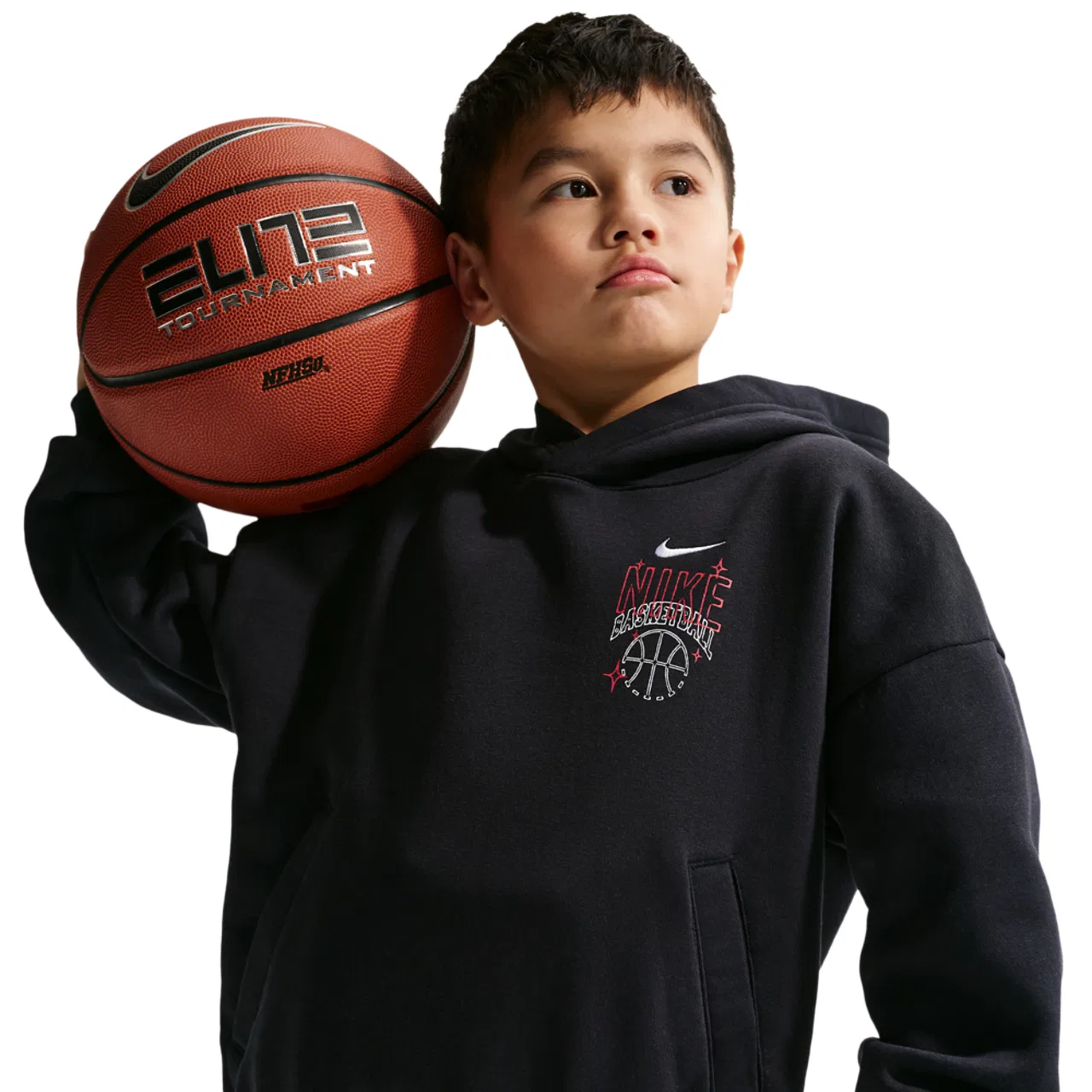 Худи для мальчиков Oversized Fleece Nike, черный/белый — фото 3