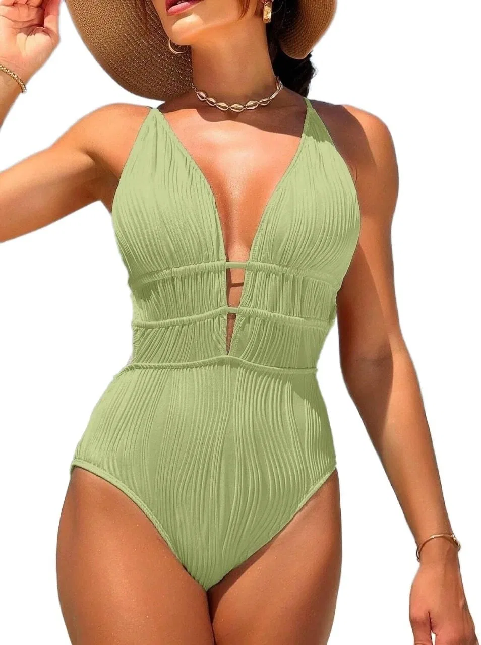 Женский монокини с открытой спиной и вырезами, Mint Green