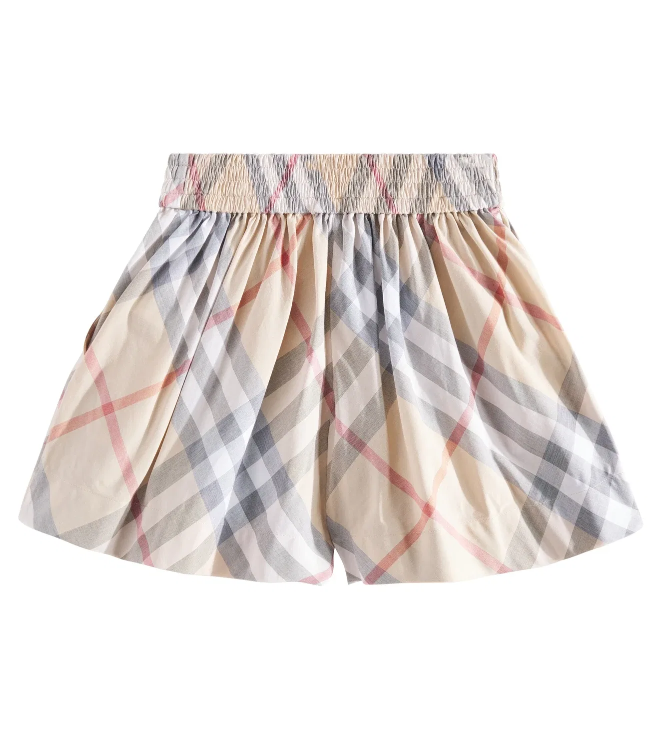 Шорты хлопковые с клеткой Burberry Kids, бежевый — фото 4