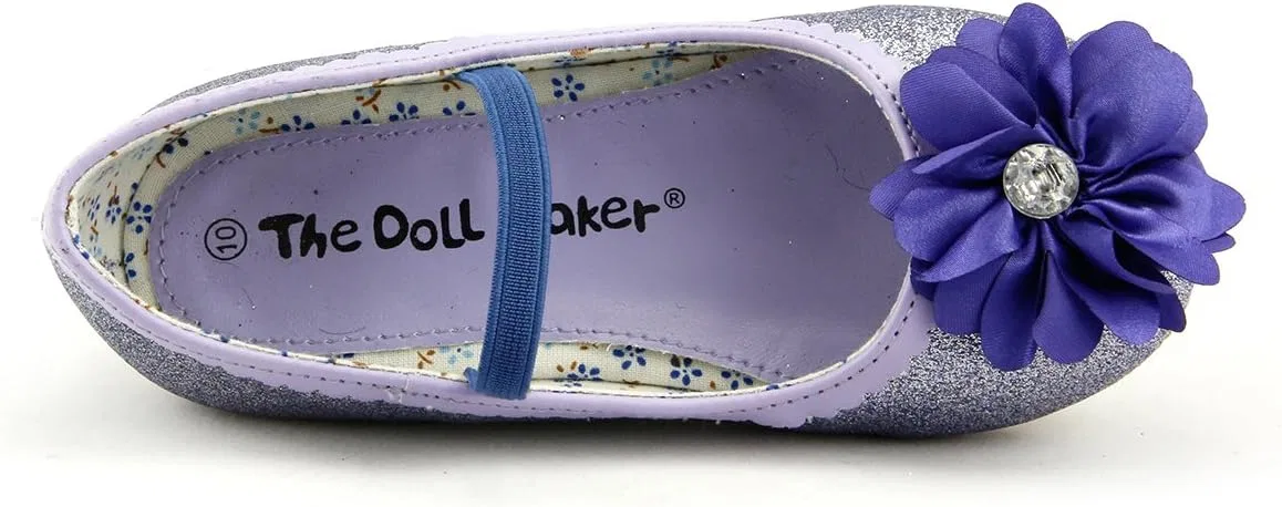 Детские туфли-балетки для девочек с принтом Beautiful Daisy Flower, бренд dollmaker, Purple — фото 4