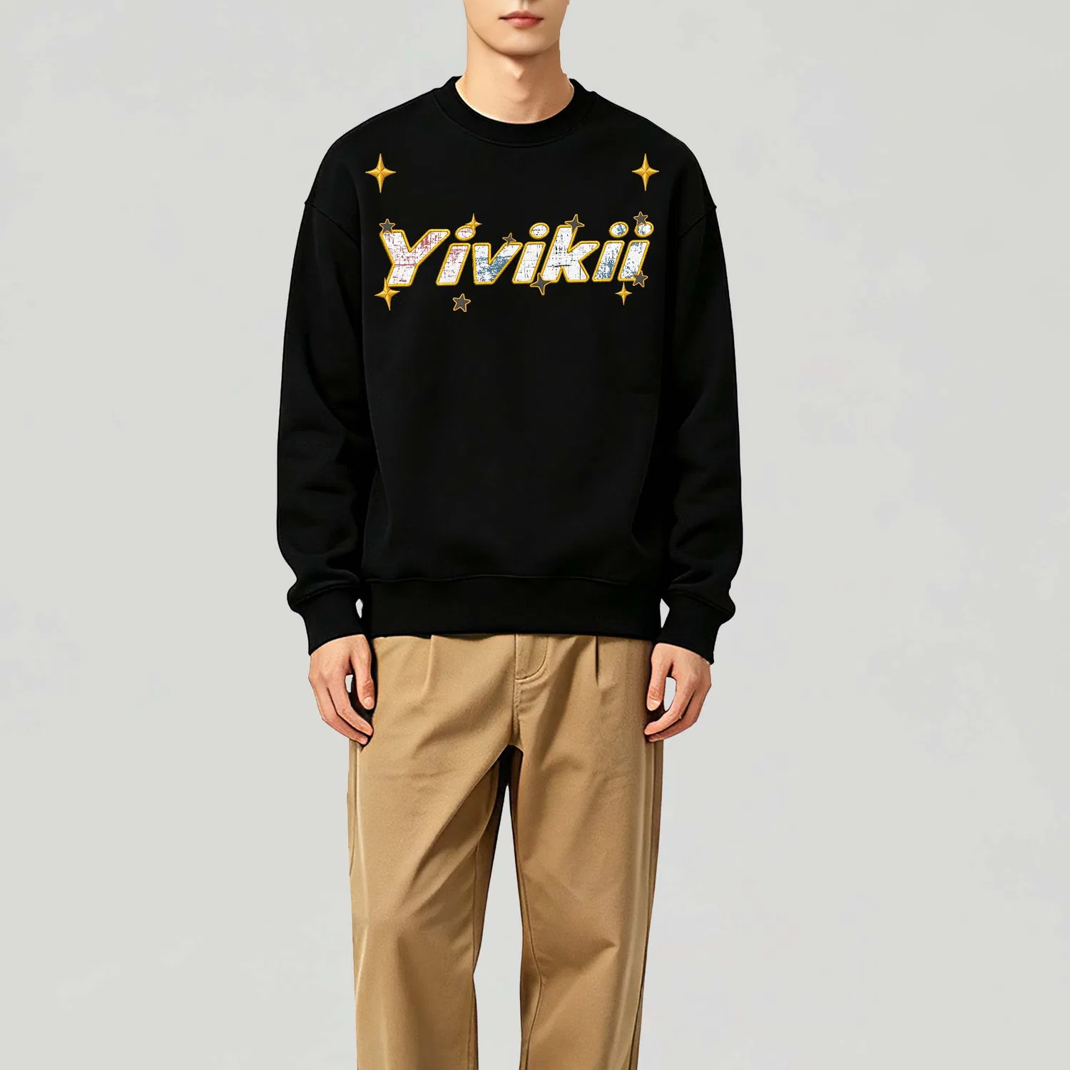 Детский свитшот с круглым вырезом YIVIKII, Black — фото 4