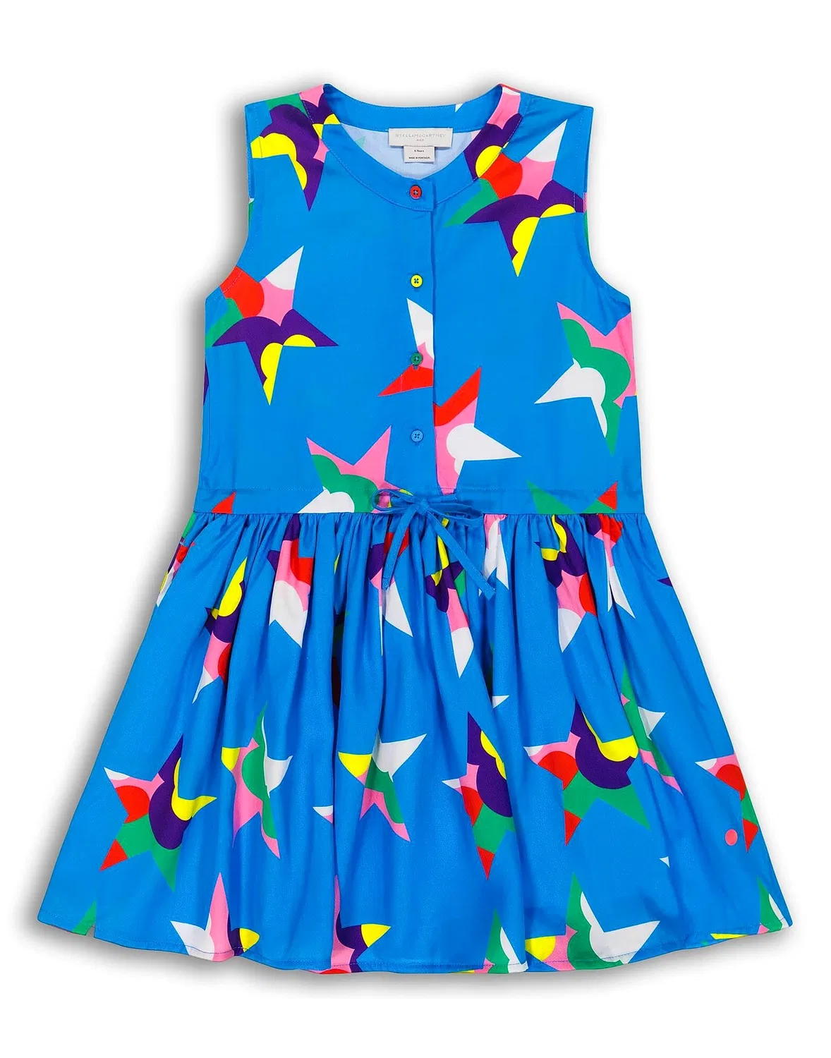Детское платье для девочек из твила с принтом Stella Mccartney Kids, ярко-голубой — фото 2