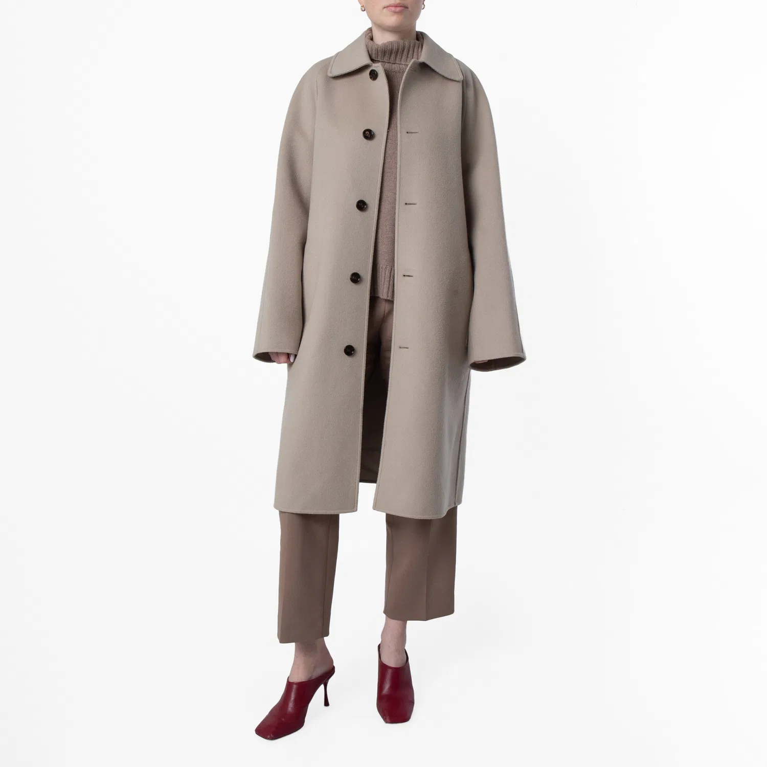 Пальто шерстяное миди с прямым кроем Straight-Hem Wool Midi Coat Burberry, Field