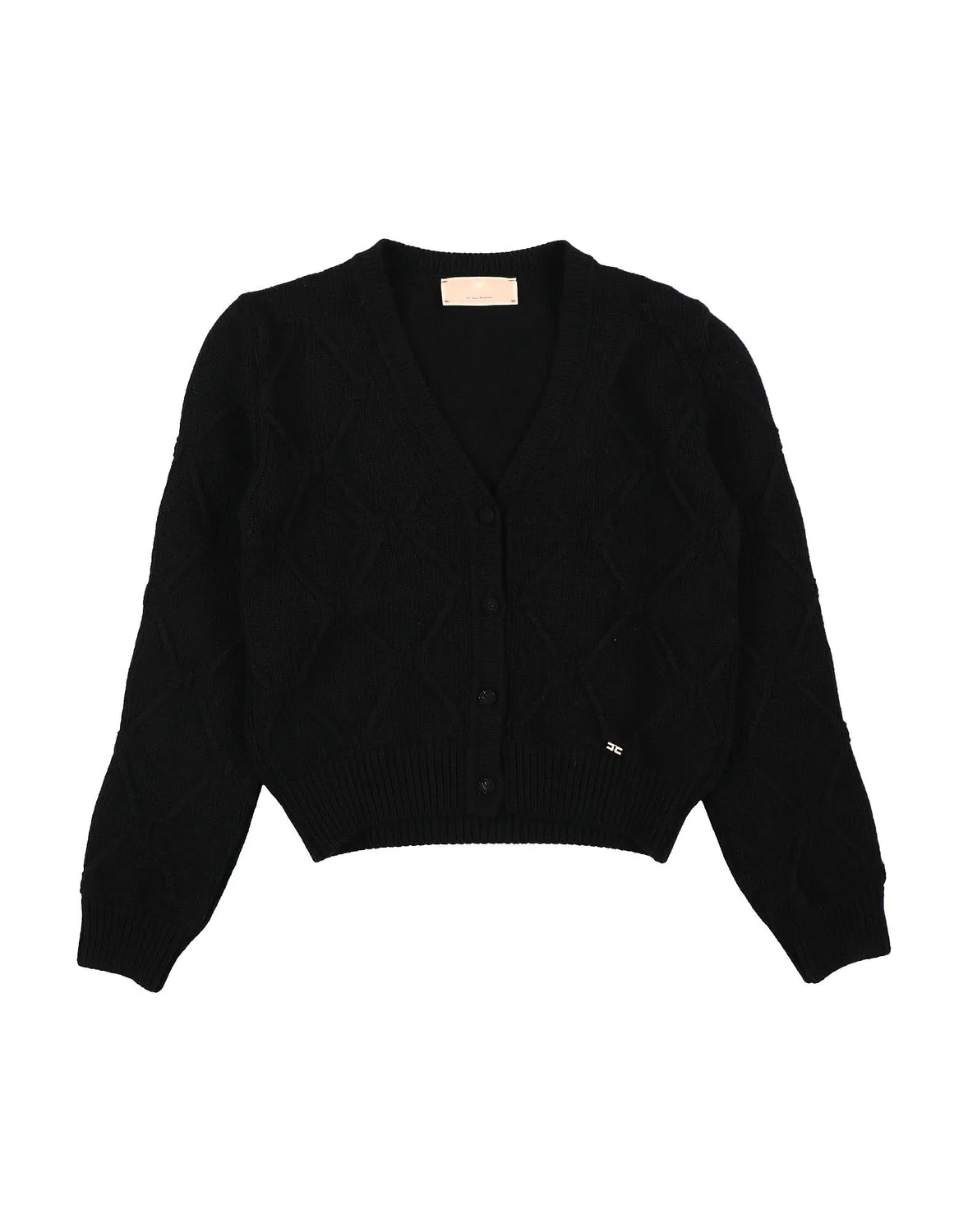 Кардиган из мериносовой шерсти с длинным рукавом Elisabetta Franchi, черный