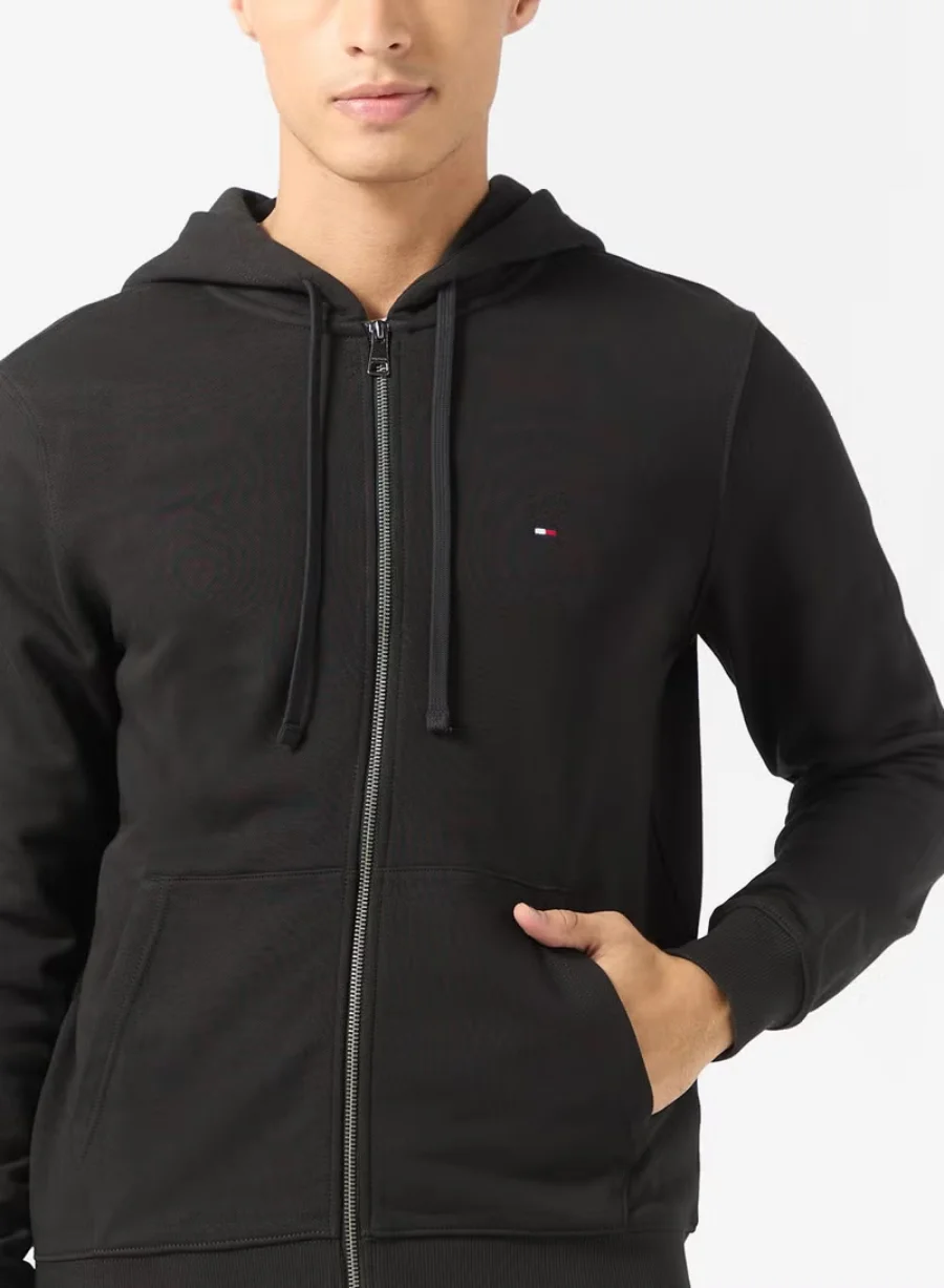 Худи Tommy Hilfiger Terry Zip-Thru, черный — фото 3
