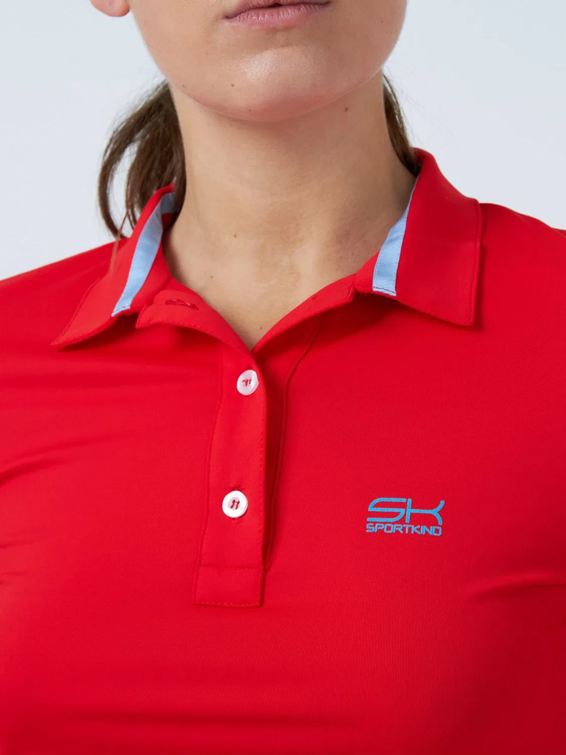Спортивная рубашка-поло с длинным рукавом Sportkind Performance Shirt, красная — фото 4