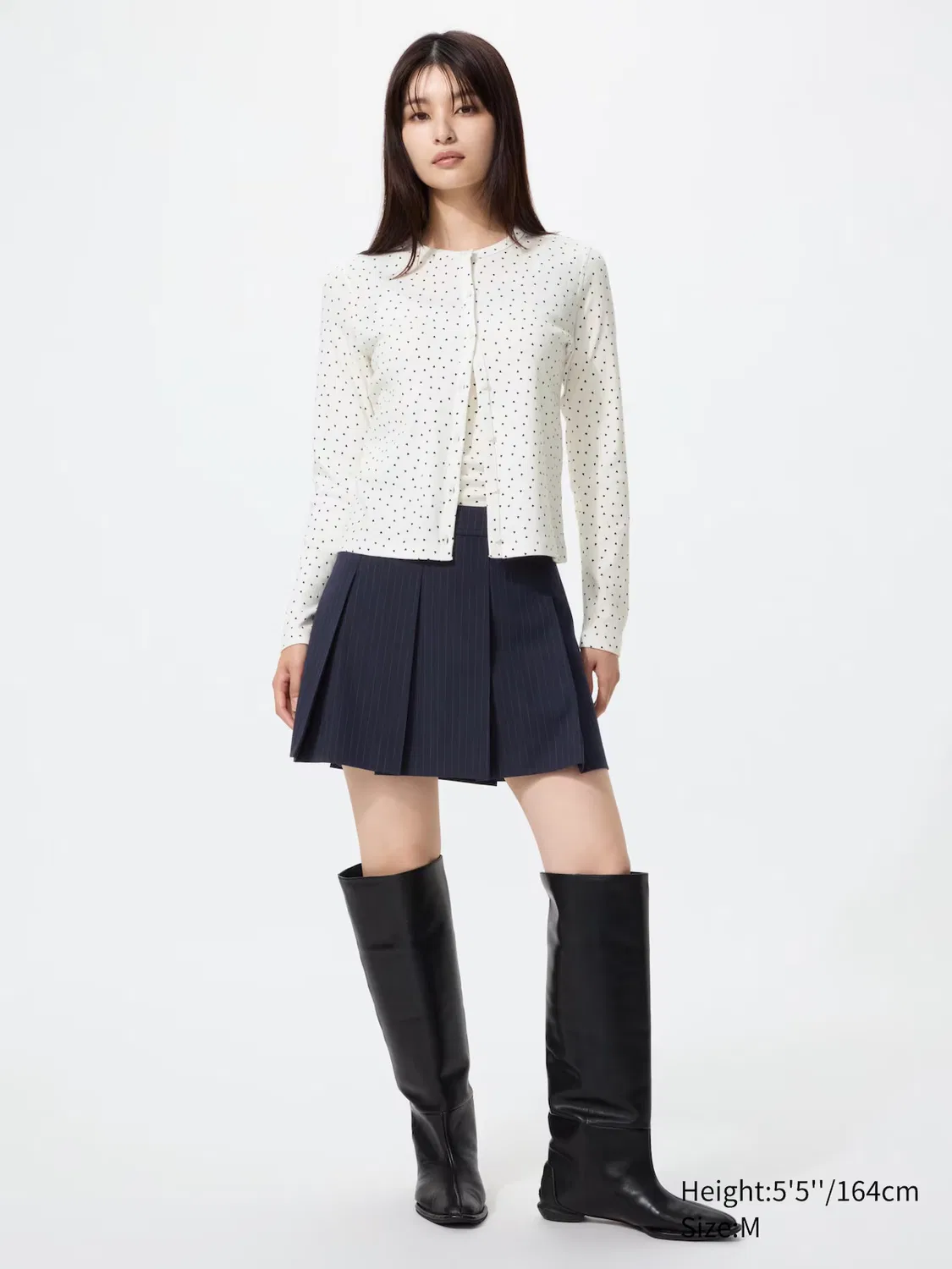 Кардиган Uniqlo, с ажурной отделкой сердце, темно-синий — фото 2