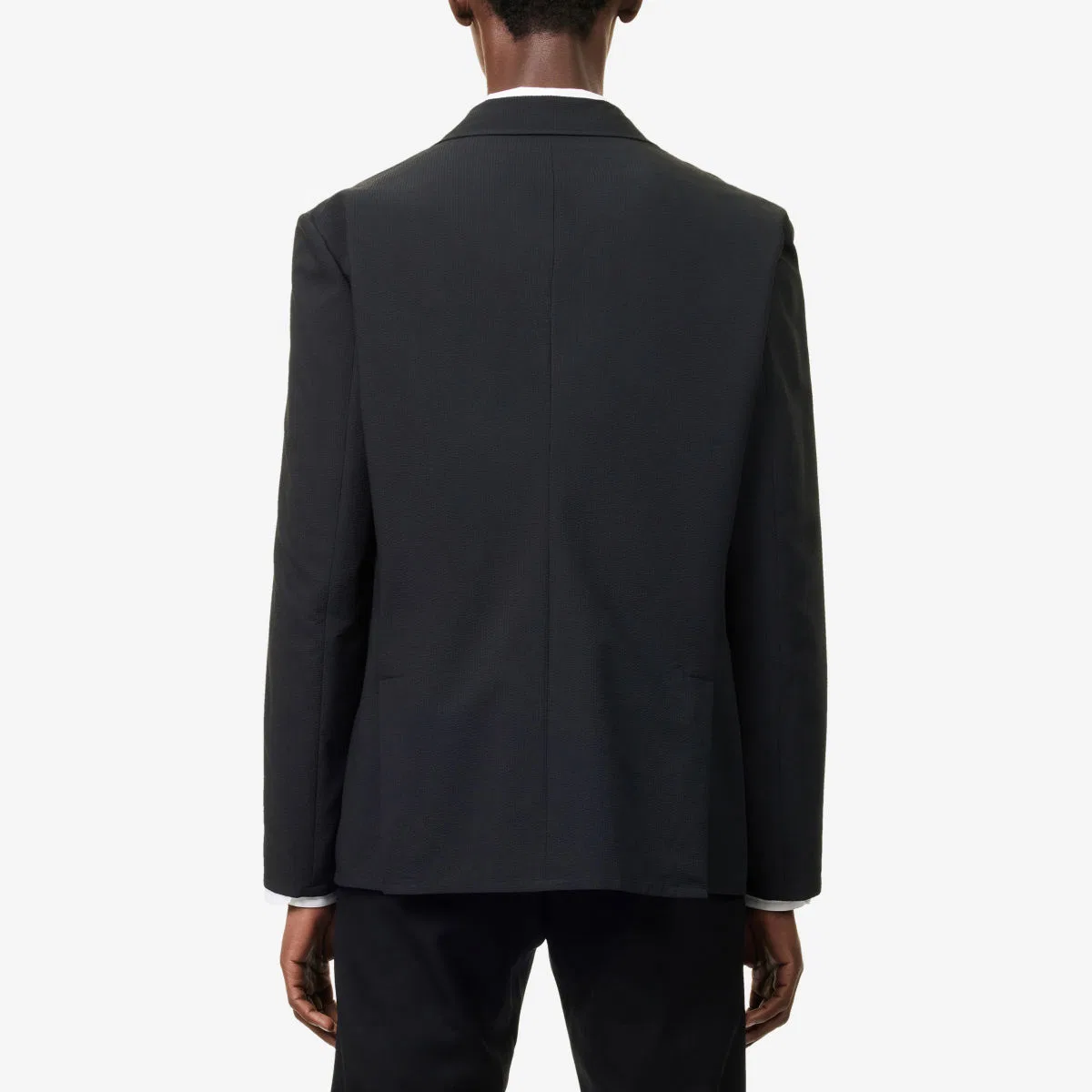 Однобортный тканый блейзер из сирсакера Emporio Armani — фото 4